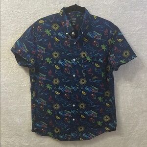 J. Crew Blue Beach Scene Button Down Shirt